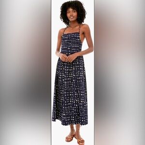 Apiece Apart Navy and Cream Textured Dress